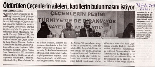 Çeçen aileler katillerin bulunmasını istiyor - Zaman