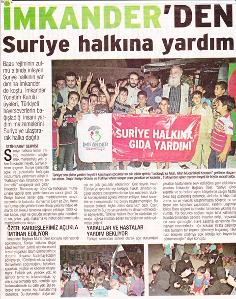 İMKANDER'den Suriye halkına yardım