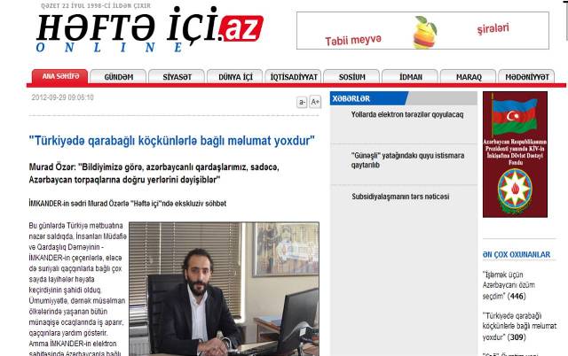 Azerbaycan Gazetesi röportajı