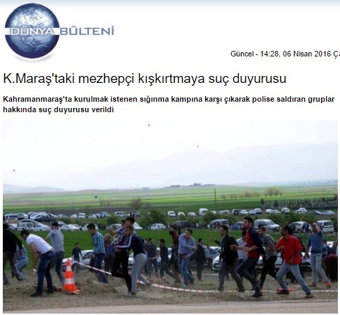 K Maraş'taki mezhepçi kışkırtmaya suç duyurusu - Dünya Bülteni