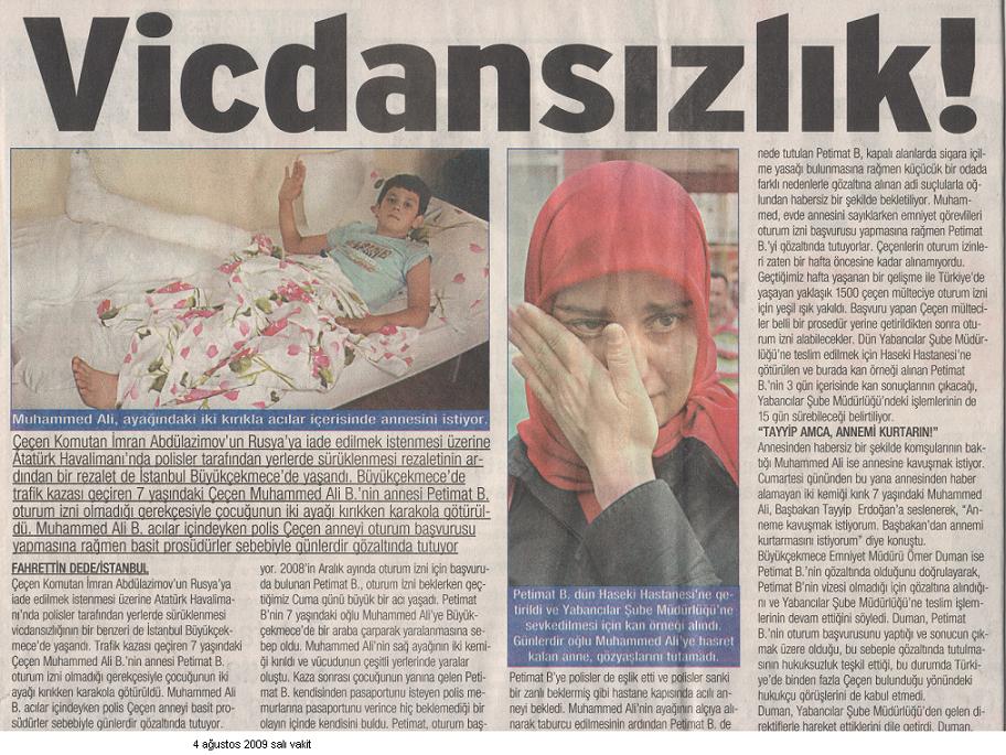 4 Ağustos 2009 Tarihli Vakit Gazetesi