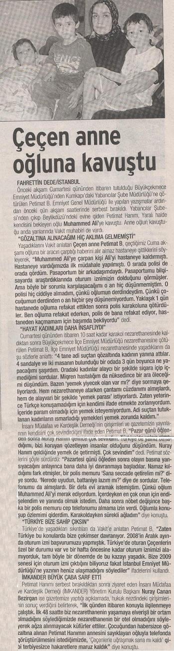 6 Ağustos 2009 Tarihli Vakit Gazetesi